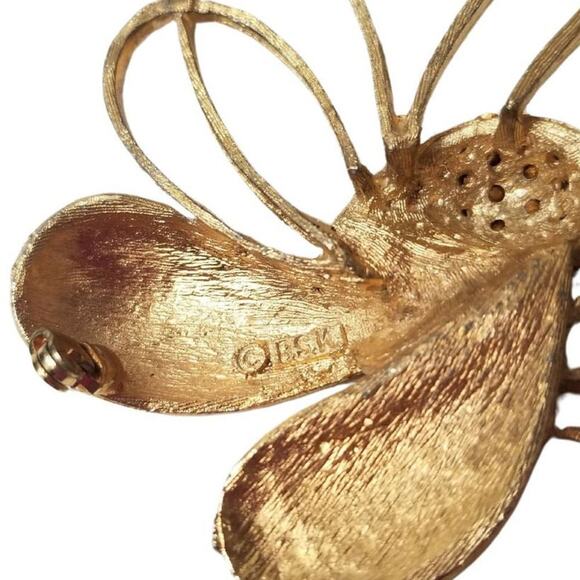 BSK Vintage Mid Century 1950s Avant-garde Rhinestone Spiral Floral Brooch Pin - Picture 3 of 3